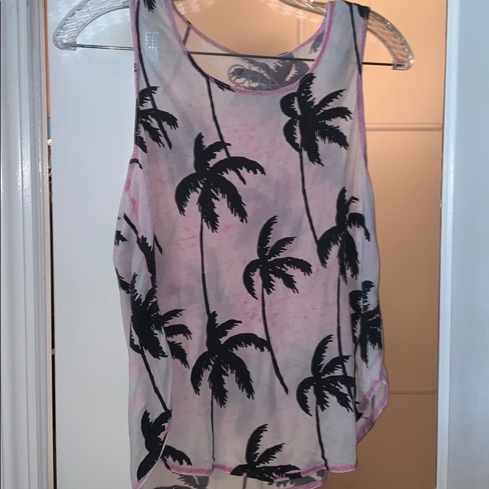 Chaser Burnout Pink Palm Tree Tanktop